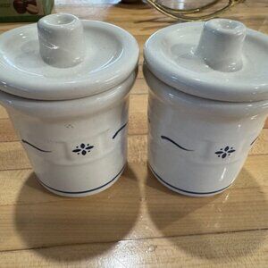 Longaberger Pottery Lidded Crocks